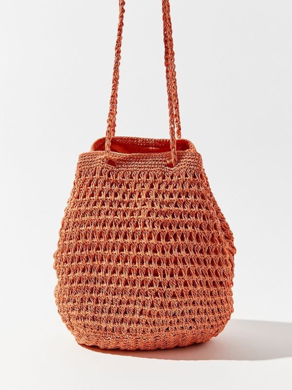 Urban Outfitters Woven Crochet Tote Bag in Burnt Orange